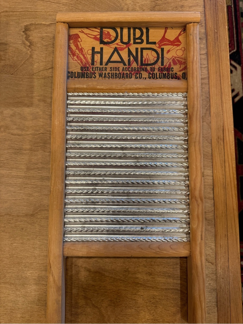 Dubl Handi Wooden Washboard with Silver Ridges - DUBL HANDI